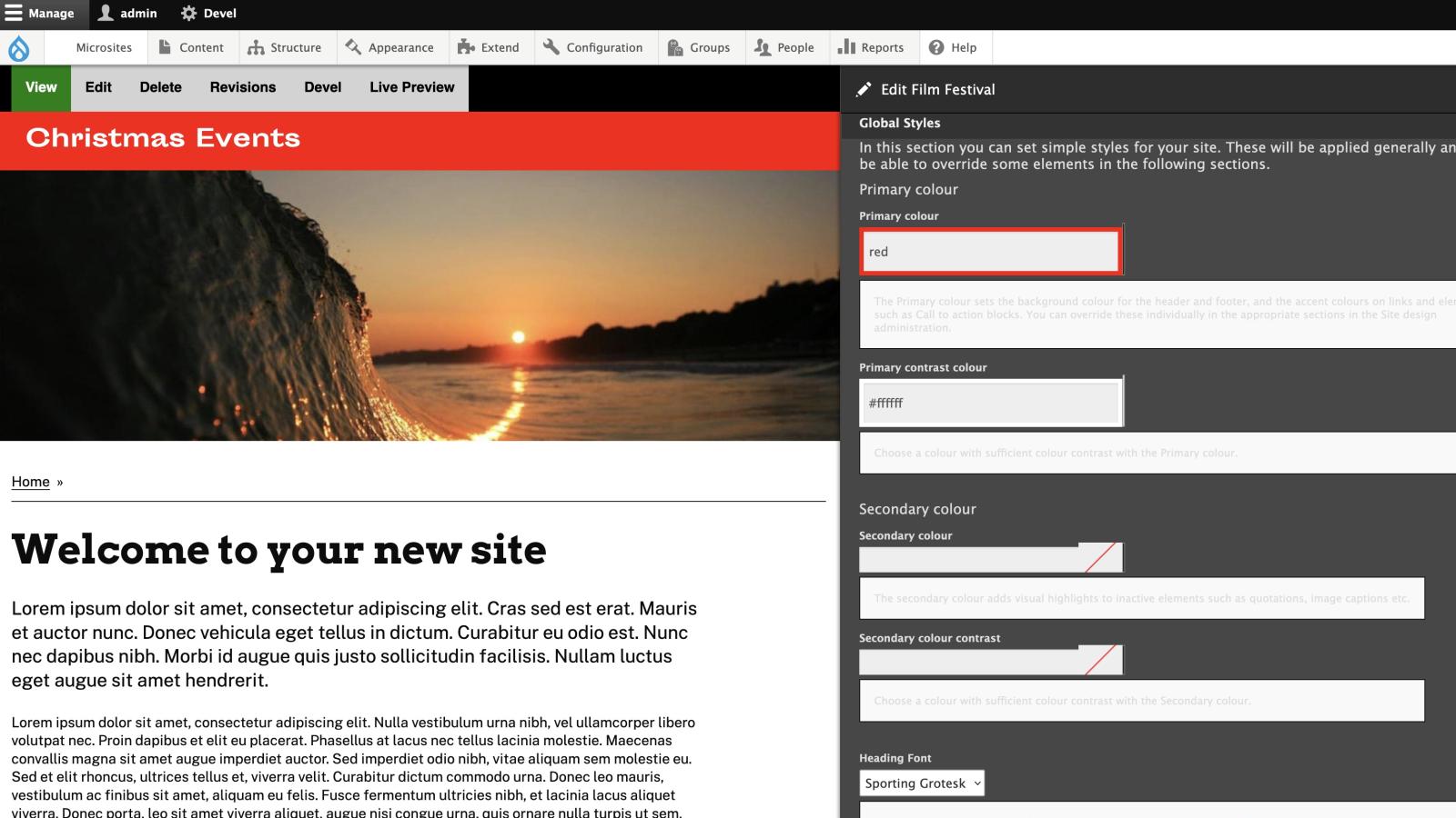 Live Preview of Changing the Design of your LocalGov Drupal Microsite