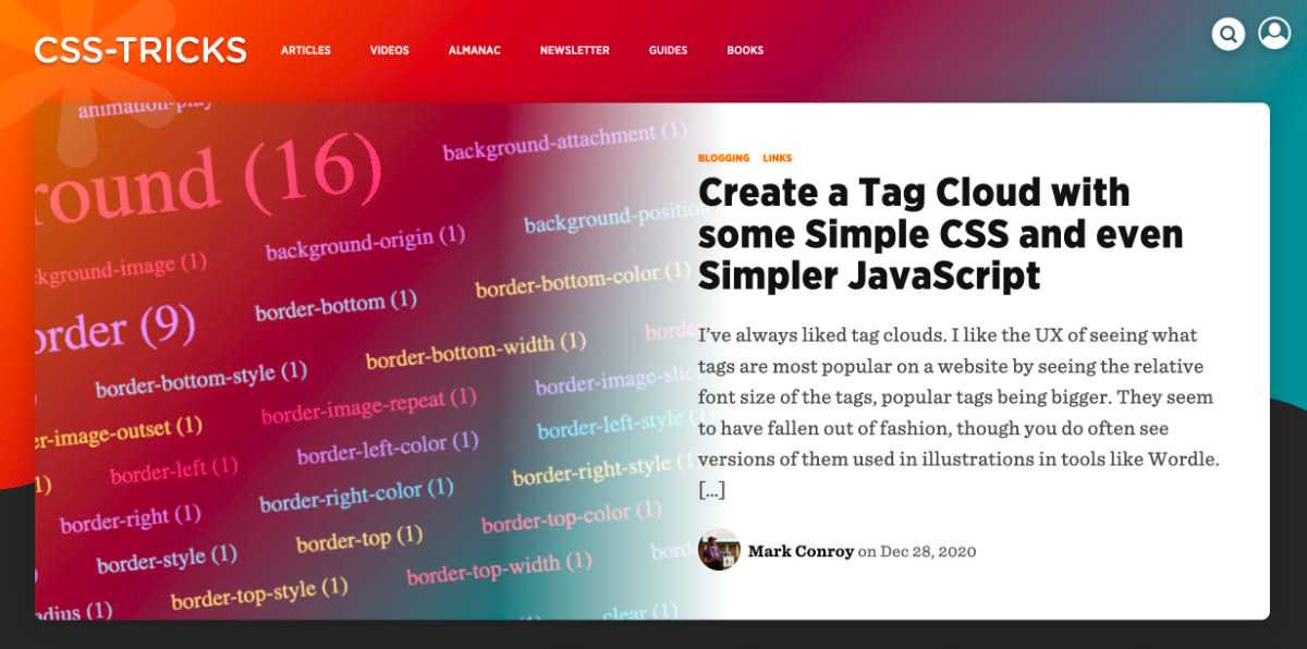 CSS Tricks Tag Cloud article screenshot